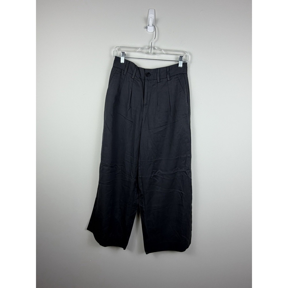 NWT Banana Republic Gray High Rise Wide Leg Pleated Pants Size 4 Orca TENCEL - Picture 2 of 8